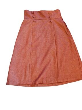 ModCloth Coral-Red A-Line Button-Waist Skirt